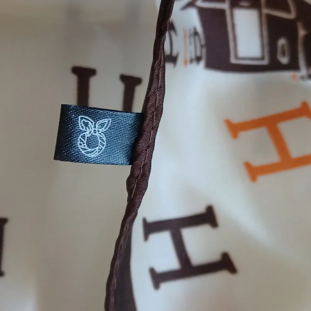 Equestrian Horse Carriage Monogram‎ Square Scarf Cream Brown 26x26 Neck Wrap